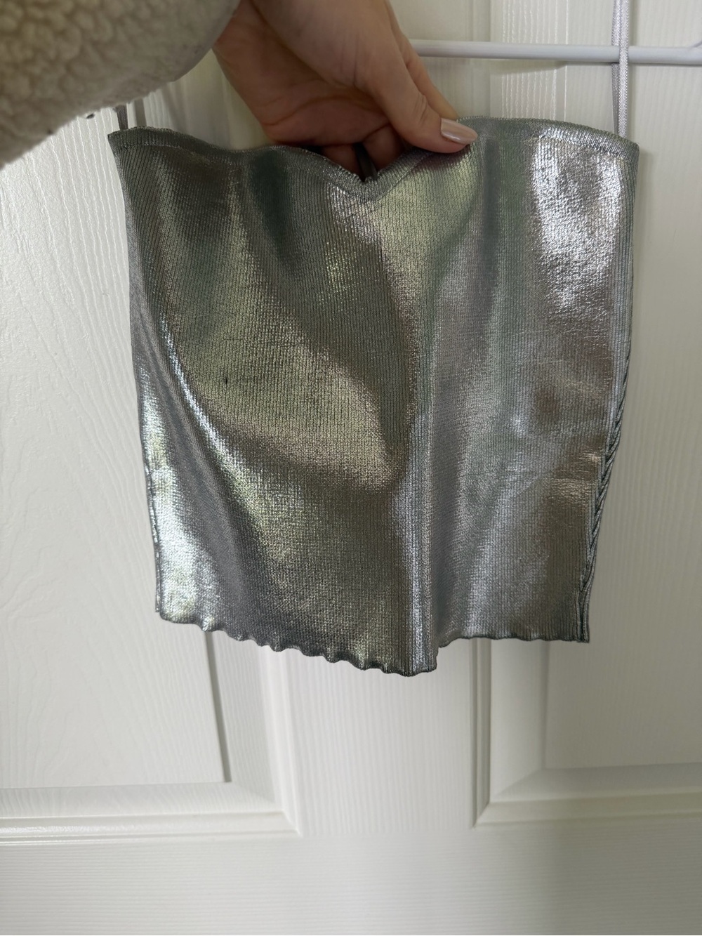Mango Metallic Silver Mini Tube Skirt